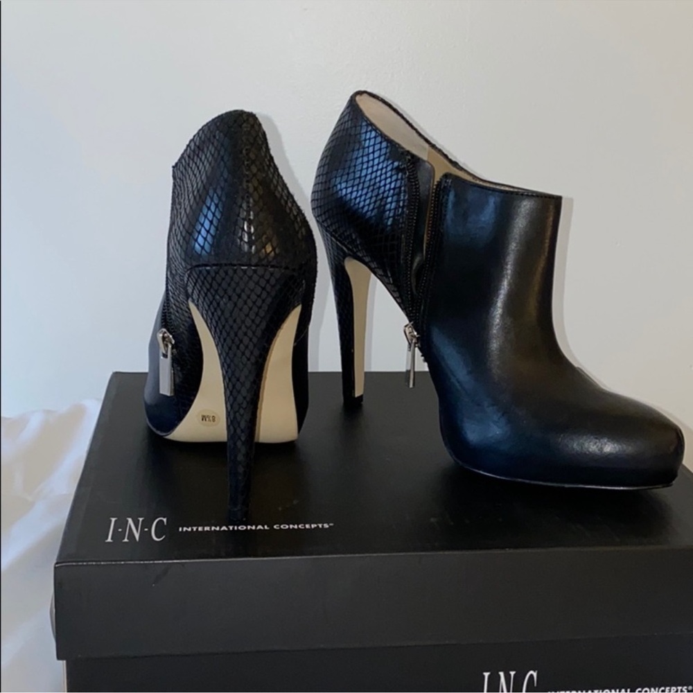 INC International Concepts Black Ankle Booties with Stiletto Heel